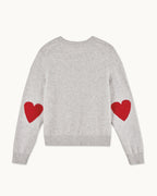 Jersey Cuello Redondo Corazones - Gris Jaspeado Claro - Mujer