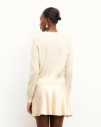 Maglione Girocollo Bande Strass - Ecru - Donna