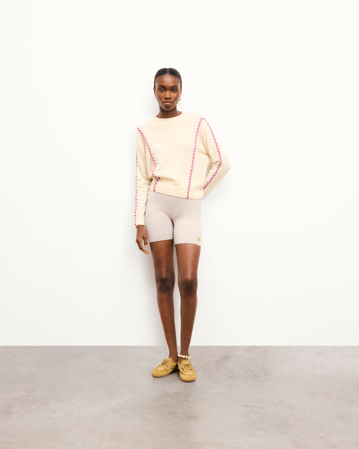 Braided Crew-Neck Jumper - Ecru - Women