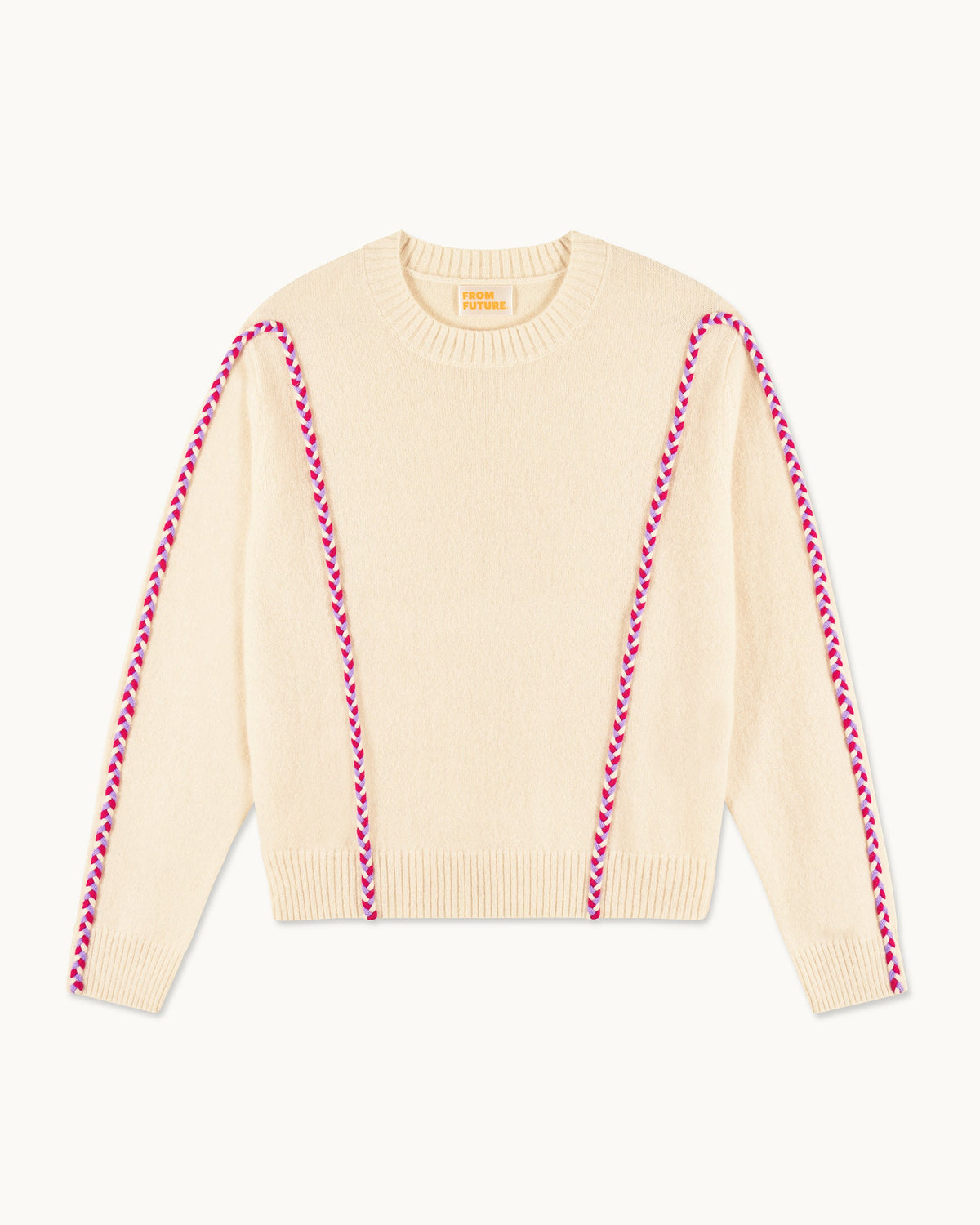 Braided Crew-Neck Jumper - Ecru - Women