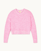 Cropped Round-Neck Contrasting Fancy Yarn Jumper - Fantasy Pink - Women
