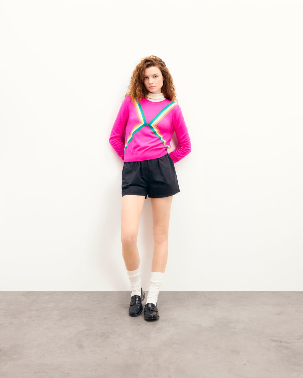 Maglione Girocollo a Righe Multicolore - Passion Pink - Donna