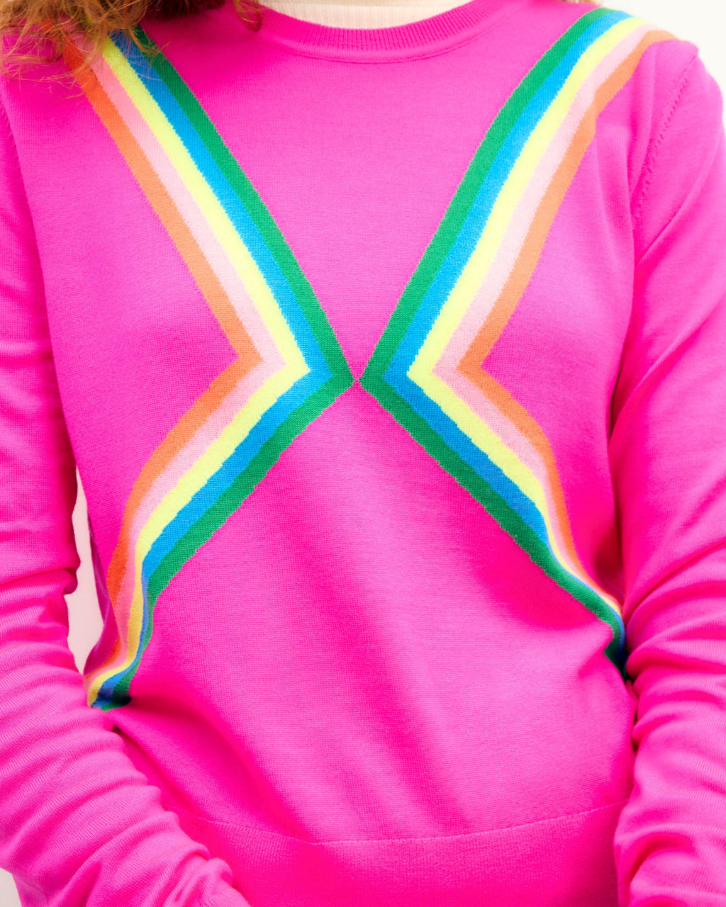Maglione Girocollo a Righe Multicolore - Passion Pink - Donna