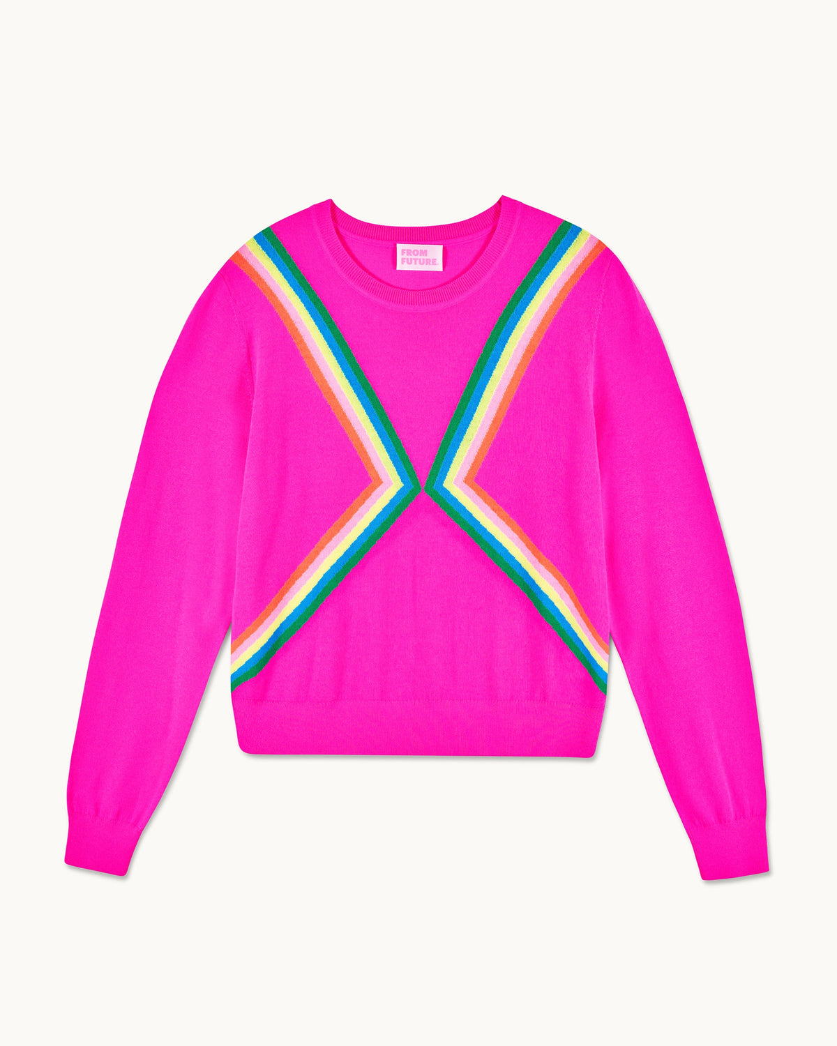 Maglione Girocollo a Righe Multicolore - Passion Pink - Donna