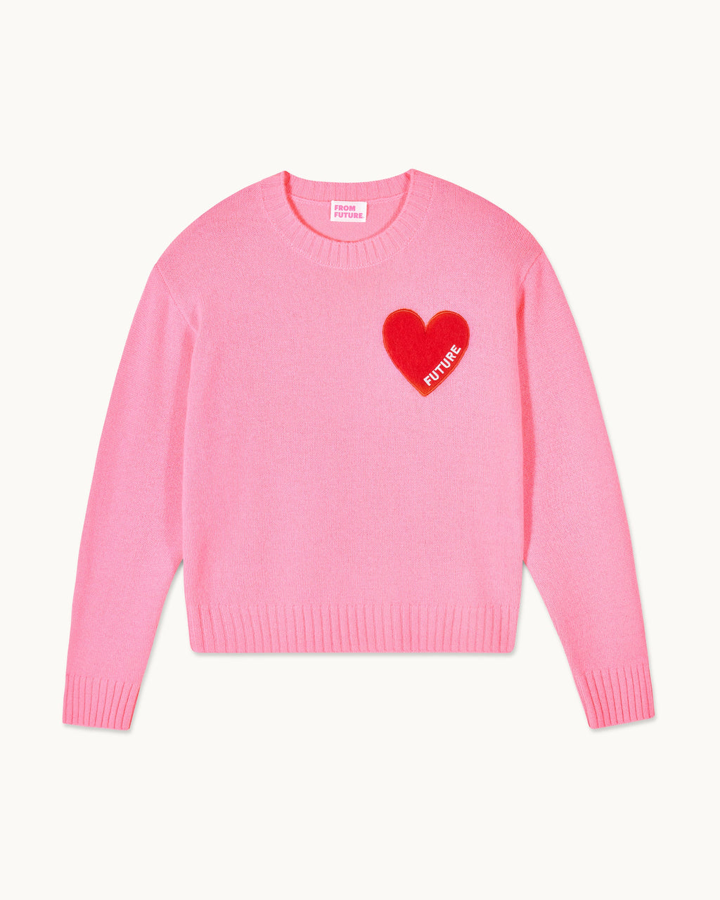 Heart Crew-Neck Jumper - Fantasy Pink - Women