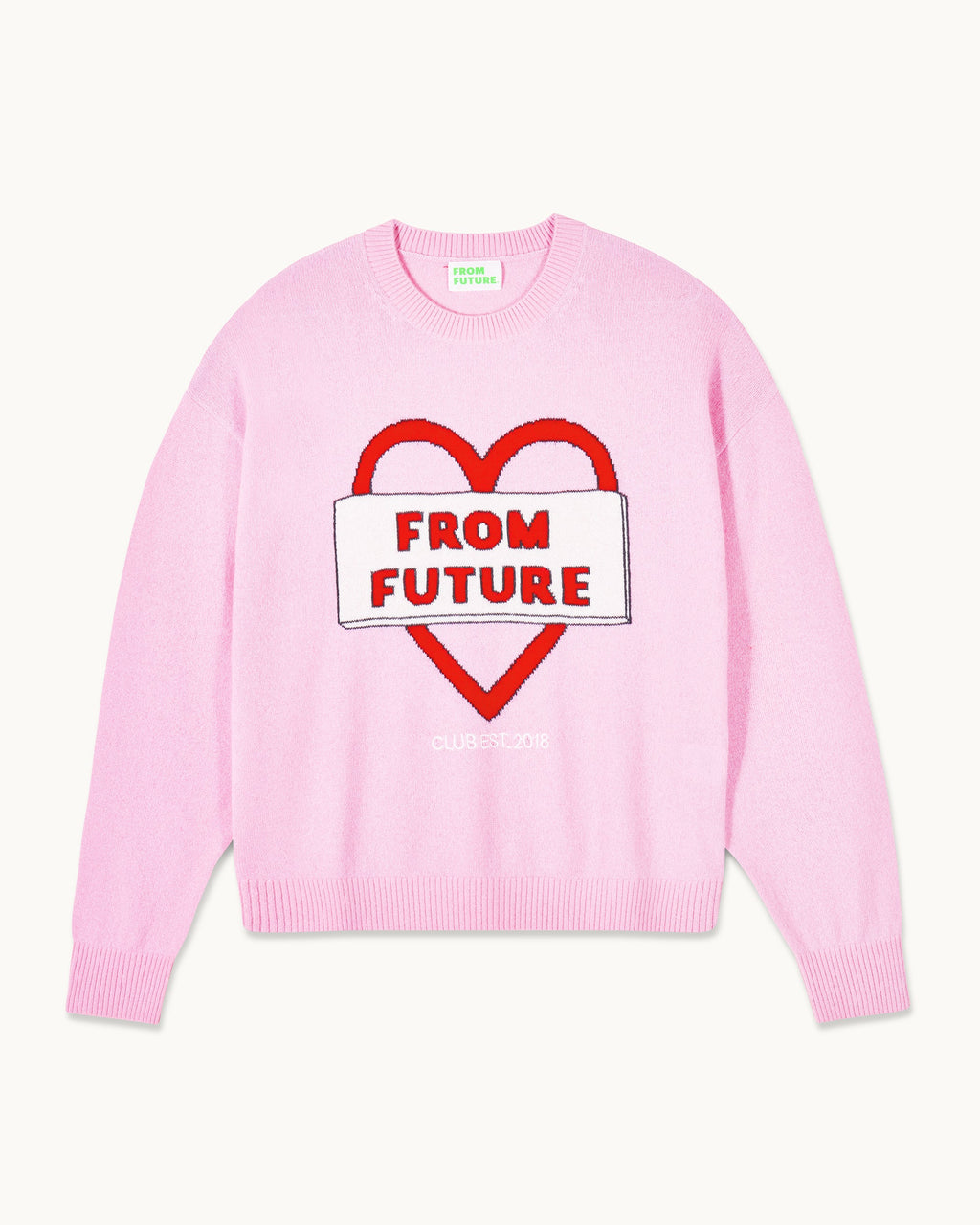Jersey de cuello redondo con corazón From Future - Creamy Pink - Mujer