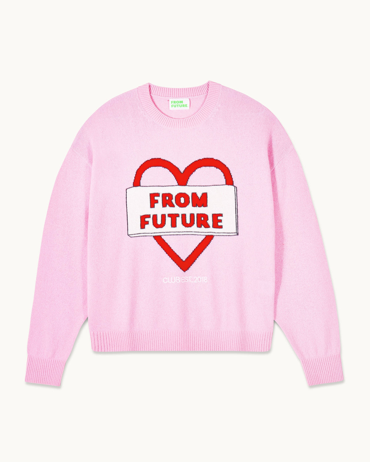 Jersey de cuello redondo con corazón From Future - Creamy Pink - Mujer