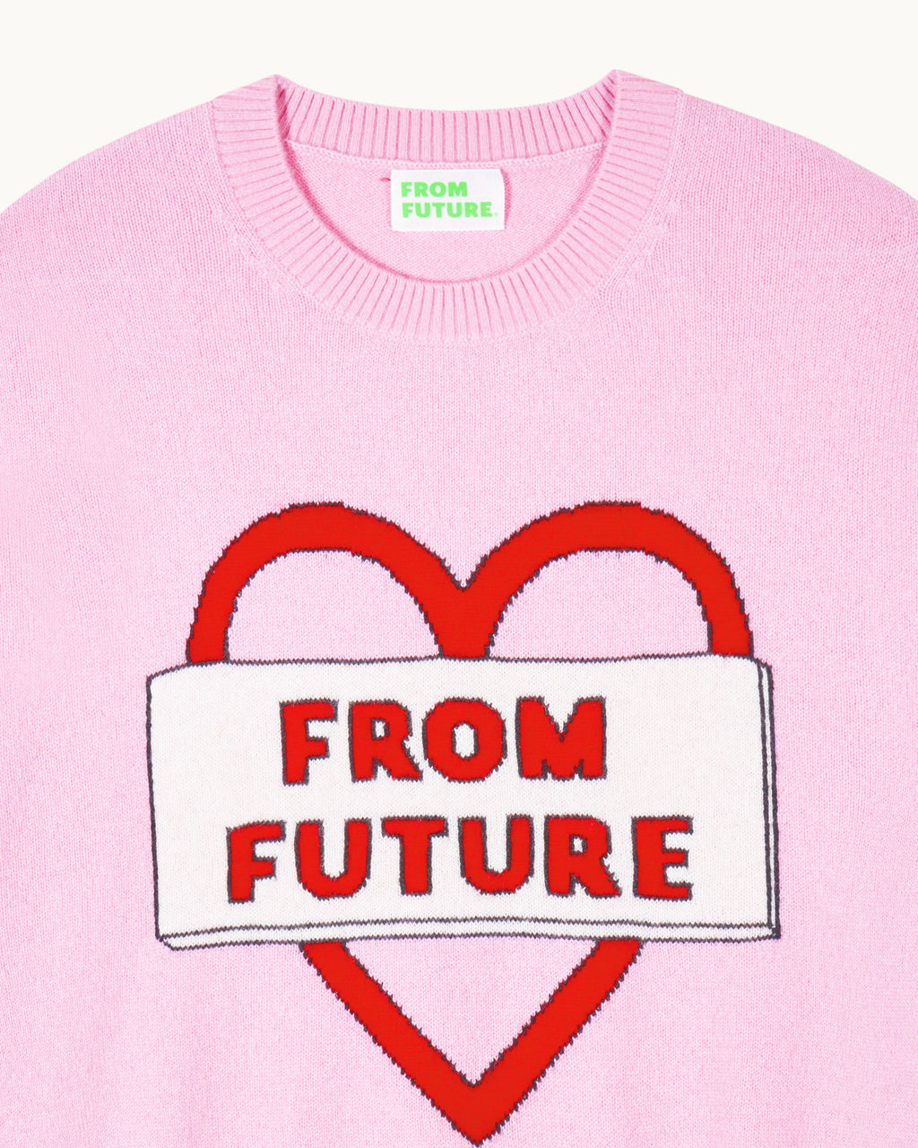 Jersey de cuello redondo con corazón From Future - Creamy Pink - Mujer