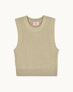 Pull Sans Manches Fils Bicolores - Beige - Femme