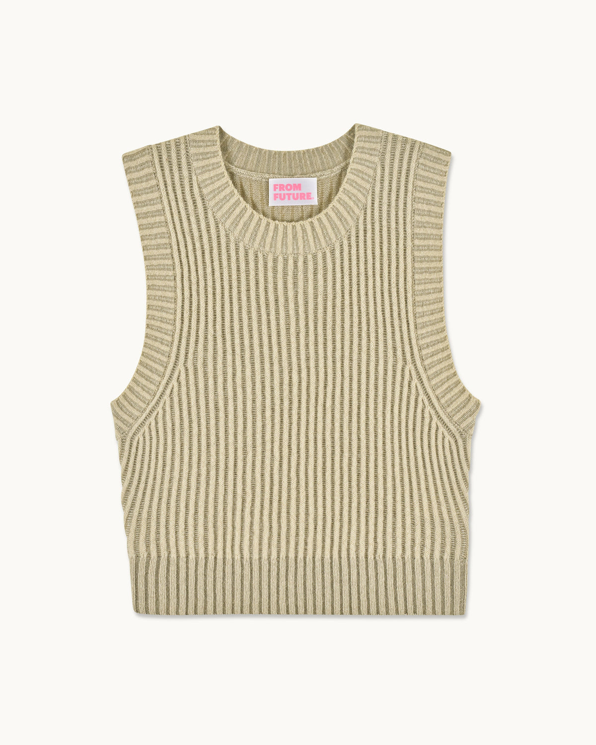 Pull Sans Manches Fils Bicolores - Beige - Femme