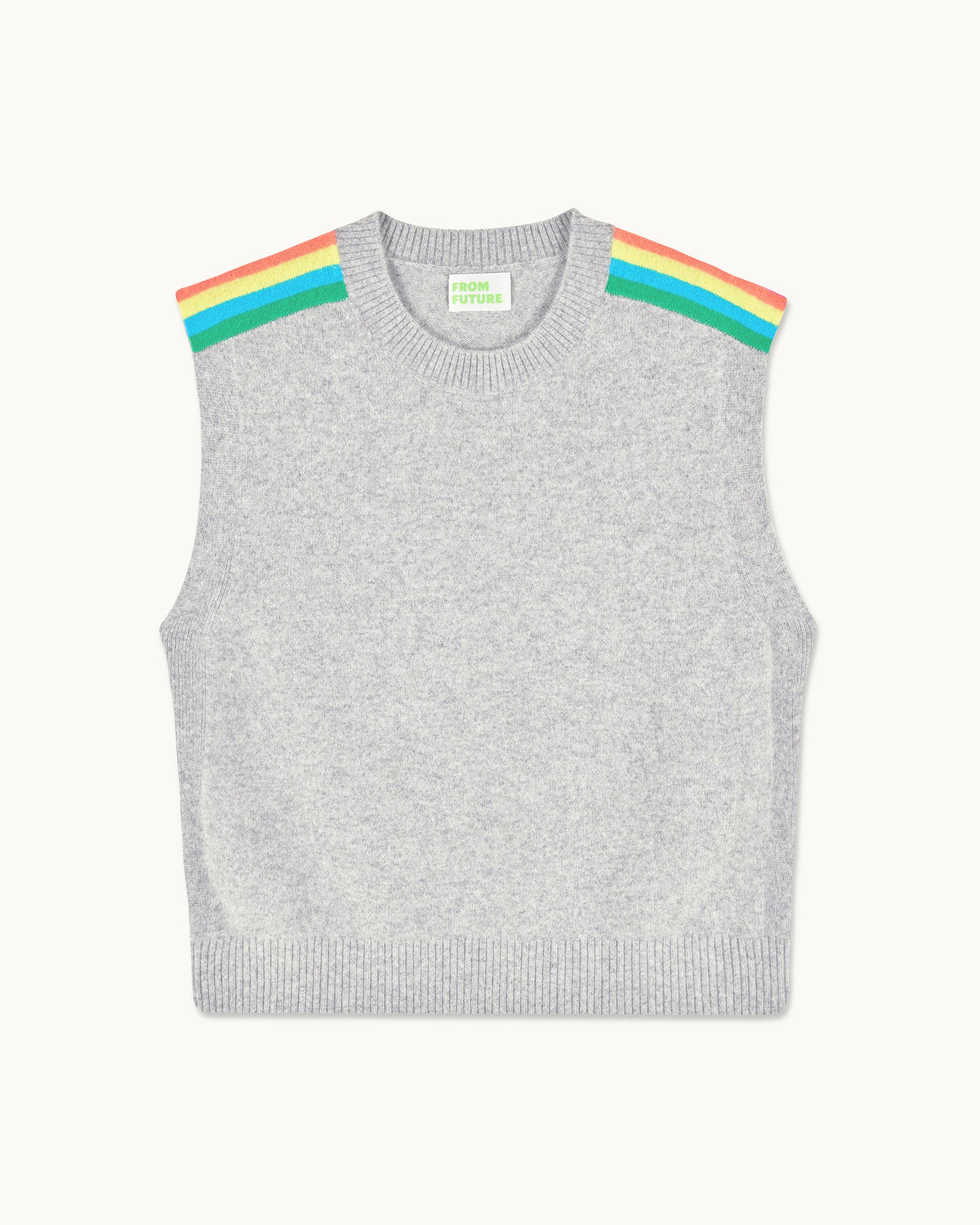 Maglione Smanicato con Righe Multicolore - Gris Chiné Foncé - Donna