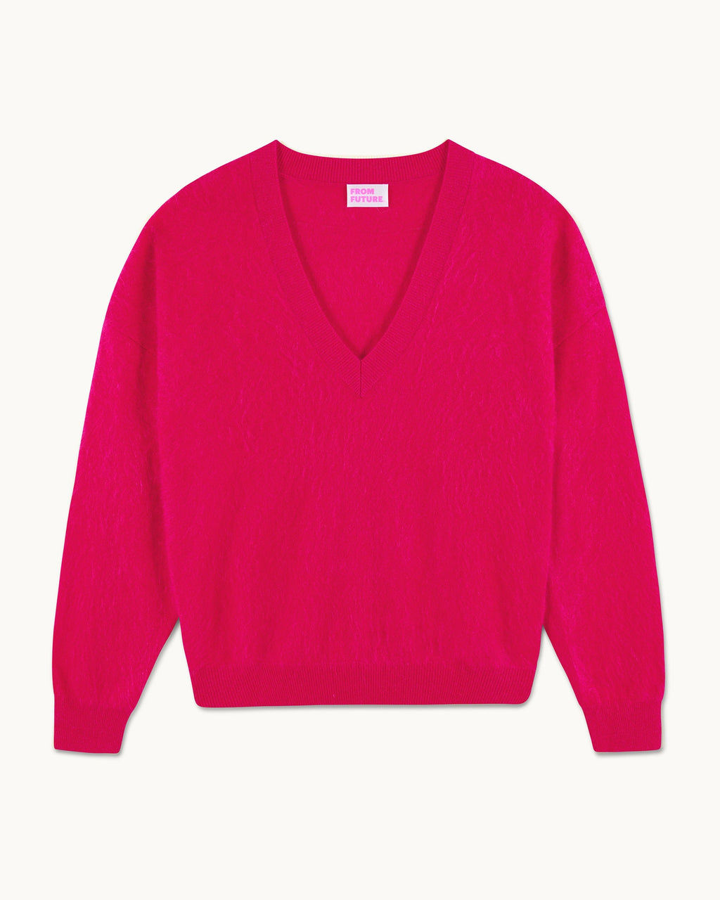 Maglione Scollo a V Cashmere Spazzolato - Tropical Raspbe - Donna