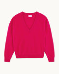 Maglione Scollo a V Cashmere Spazzolato - Tropical Raspbe - Donna