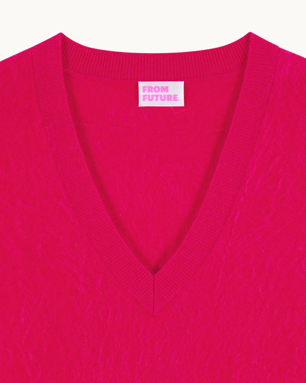 Maglione Scollo a V Cashmere Spazzolato - Tropical Raspbe - Donna
