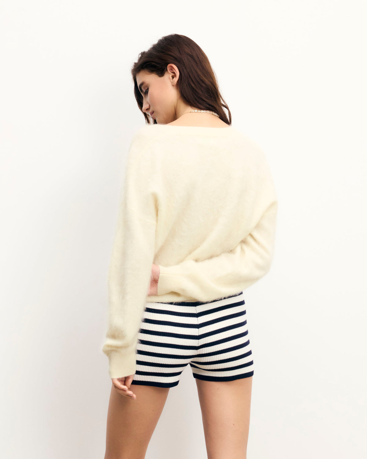 Maglione Scollo a V Cashmere Spazzolato - Tropical Raspbe - Donna