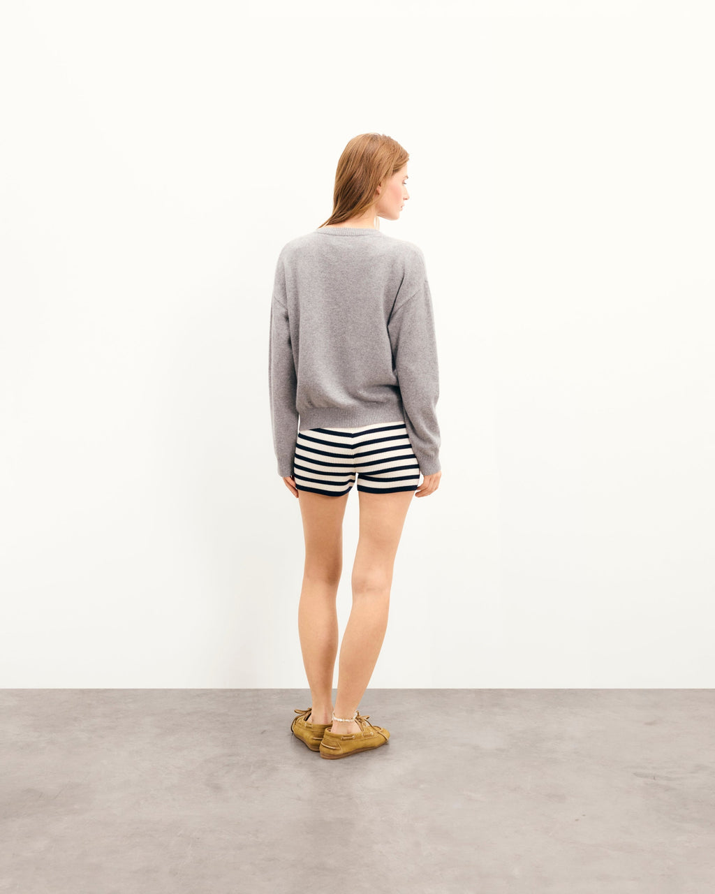Pull Col V - 1500 Gris Chiné Foncé - Femme