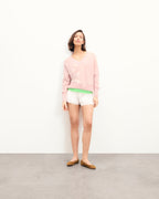 Jersey de Cuello en V - Rosa Cielo - Mujer