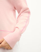 Jersey de Cuello en V - Rosa Cielo - Mujer