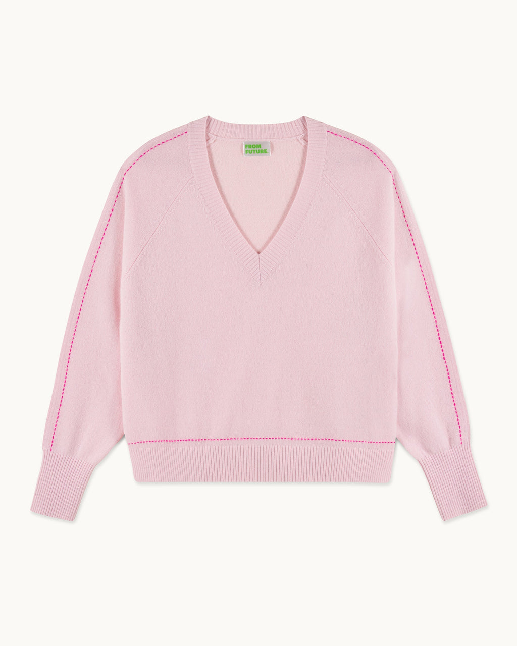 Jersey de Cuello en V - Rosa Cielo - Mujer