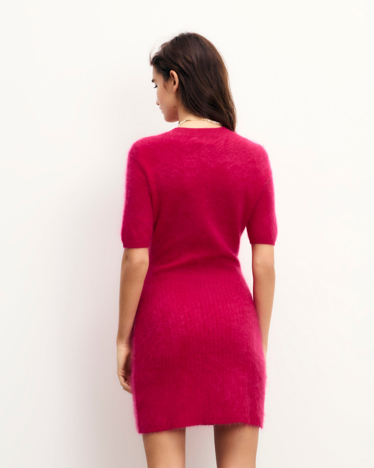 Abito Corto Cashmere Spazzolato - Tropical Raspbe - Donna