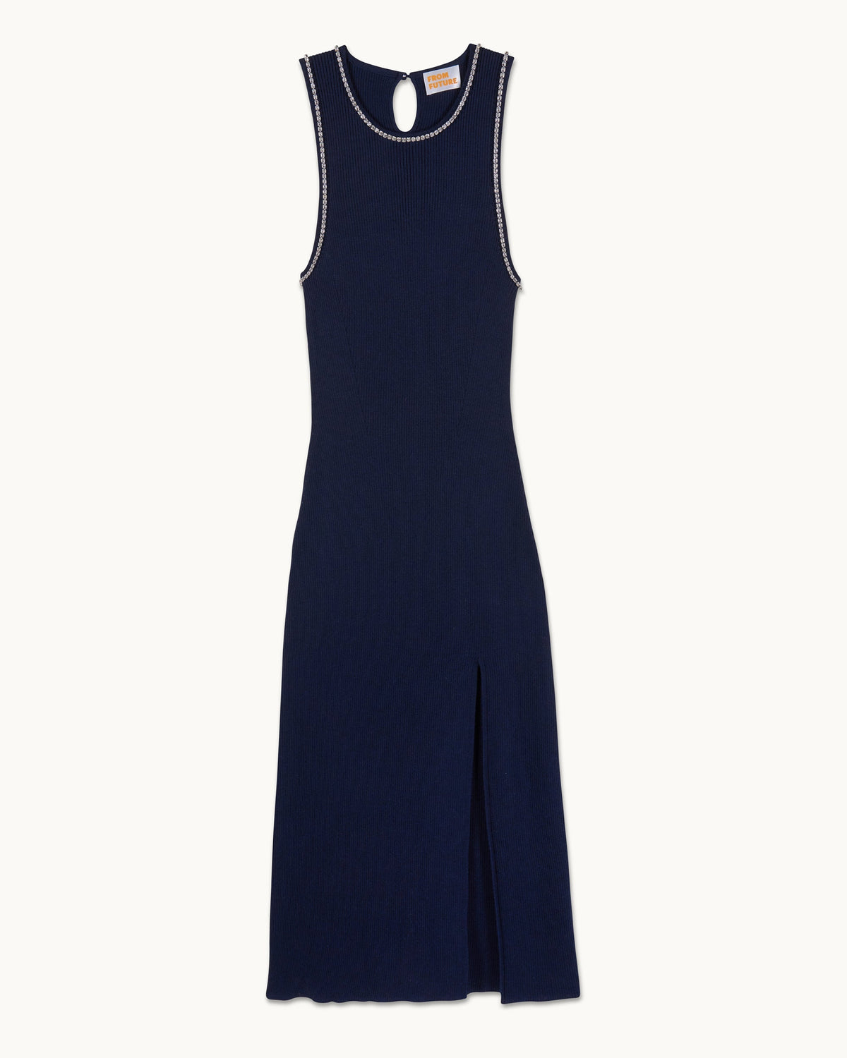 Robe Longue Bretelles Strass - Navy - Femme