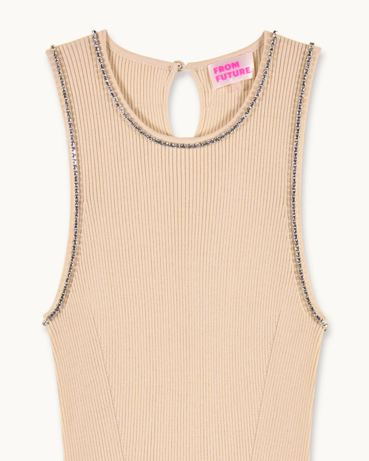 Rhinestone Strap Maxi Dress - Light Beige - Women