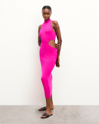 Robe Longue Bretelles Ouverture - Tropical Raspberry - Femme