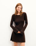 Short Long-Sleeved Future Jewellery Dress - Chocolate - Women