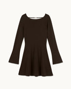 Short Long-Sleeved Future Jewellery Dress - Chocolate - Women