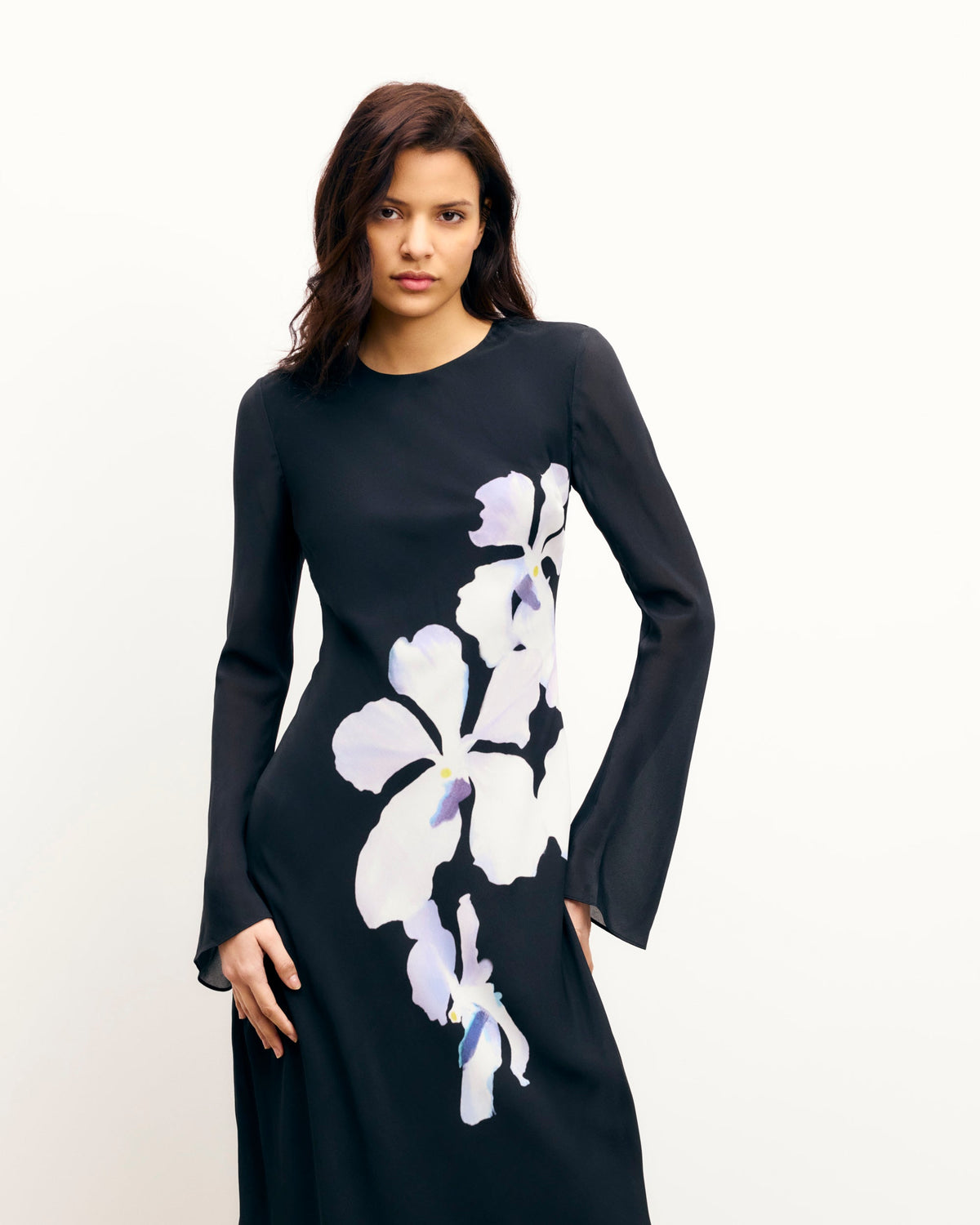 Vestido Largo de Manga Larga Marlow - Orquídea Negra Grande - Mujer
