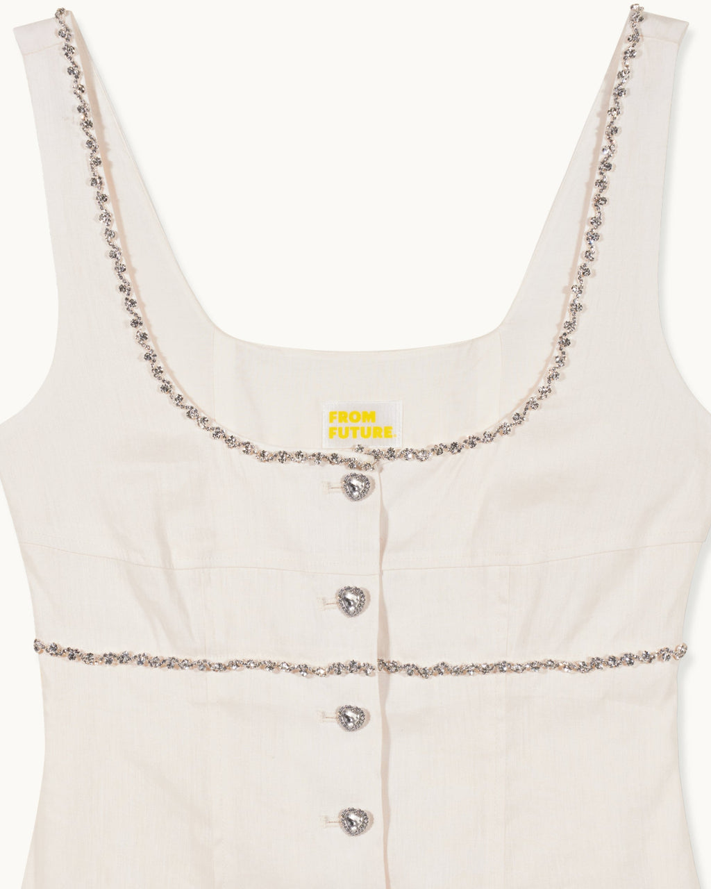 Vestido corto de tirantes Salomé - Crudo - Mujer