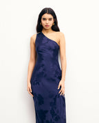 Vestido Largo Asimétrico Rosa - Navy Jacquard - Mujer