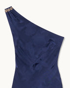 Vestido Largo Asimétrico Rosa - Navy Jacquard - Mujer