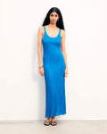 Abito Lungo con Spalline Lurex - Shiny Blue - Donna
