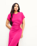 Vestido largo de manga corta Harper - Tropical Raspbe - Mujer