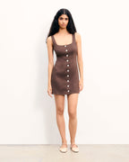Simona Short Strappy Dress - Chocolate - Women