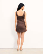 Simona Short Strappy Dress - Chocolate - Women