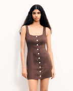 Simona Short Strappy Dress - Chocolate - Women