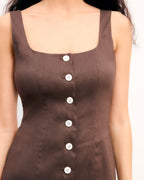 Simona Short Strappy Dress - Chocolate - Women