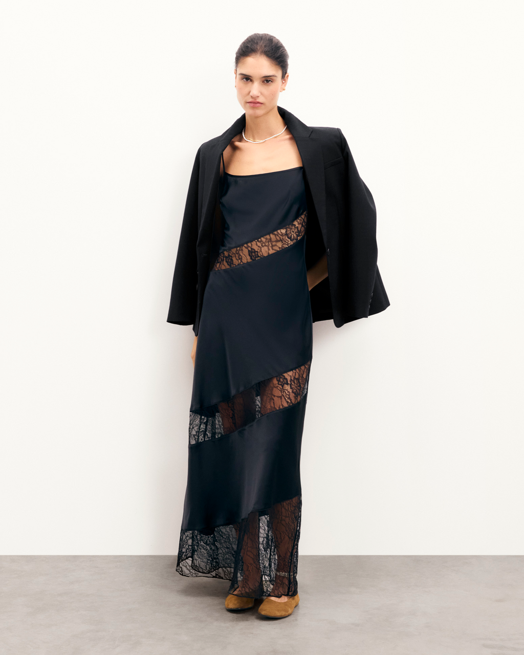 Vestido Largo de Tirantes Gabrielle - Negro - Mujer