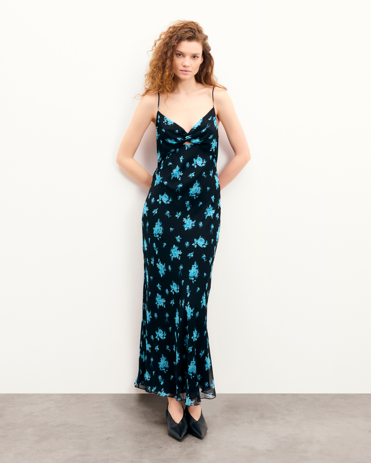 Robe Longue Bretelles Giada - Midnight Bouque - Femme