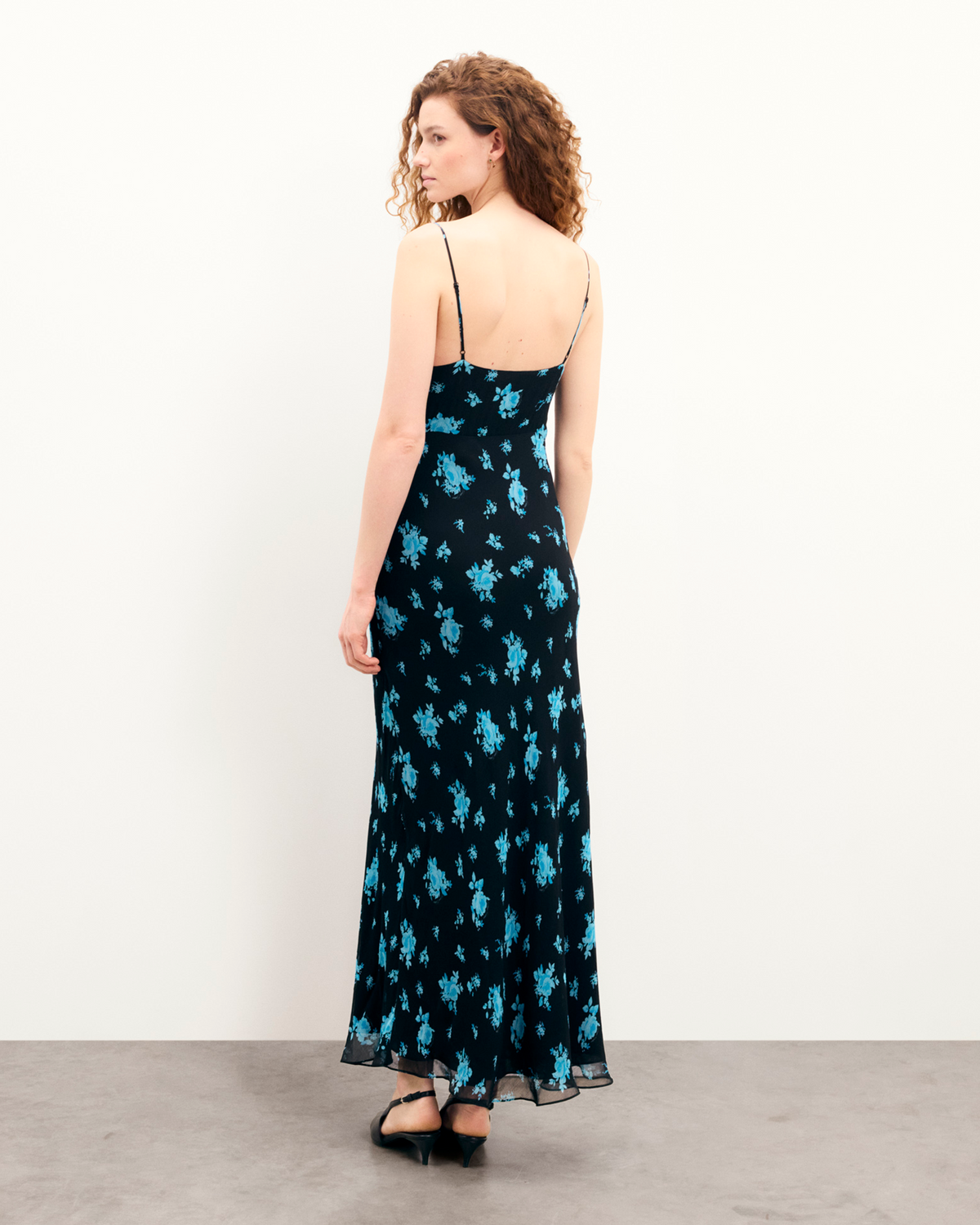 Robe Longue Bretelles Giada - Midnight Bouque - Femme