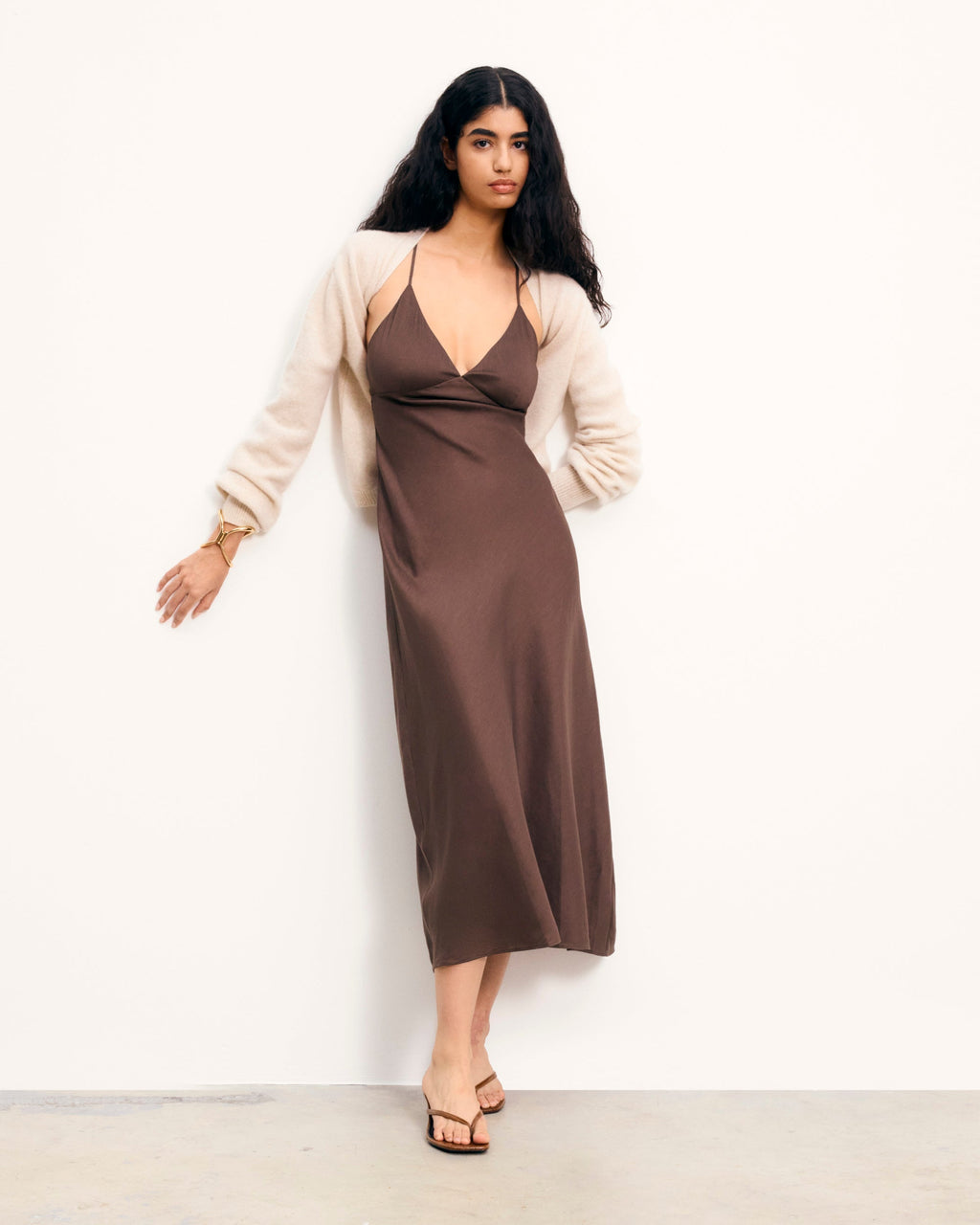 Abito Lungo Spalline Arielle - Chocolat - Donna