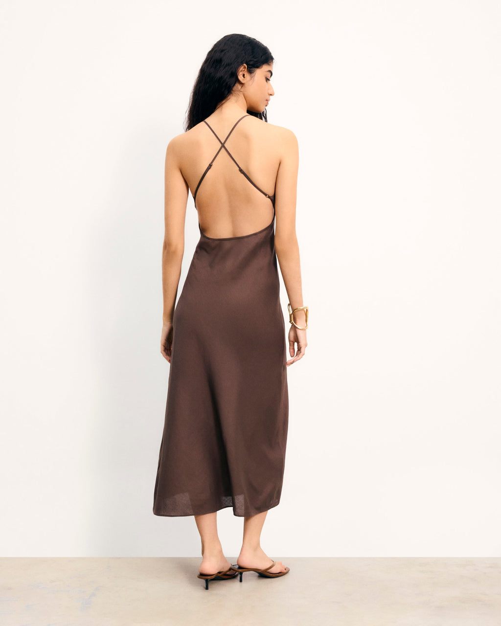 Abito Lungo Spalline Arielle - Chocolat - Donna
