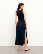 Abito Lungo Spalline - Nero - Donna