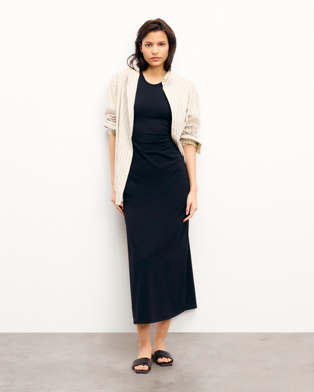 Abito Lungo Spalline - Nero - Donna