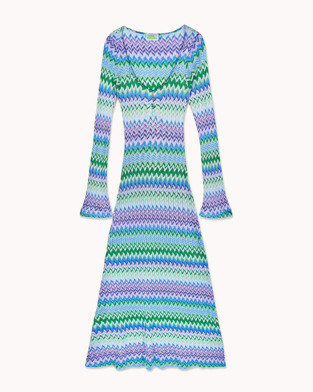 Long-Sleeved Dress - Multi Blue/Green - Women