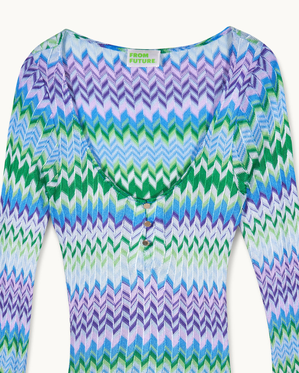 Long-Sleeved Dress - Multi Blue/Green - Women