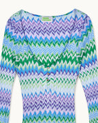 Long-Sleeved Dress - Multi Blue/Green - Women