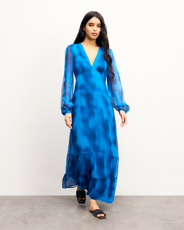 Giovanna Long-Sleeved Dress - Fuzzy Blue - Women